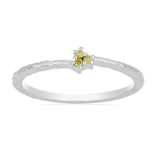 0.036 CT G-H, I2-I3 YELLOW DIAMOND DOUBLE CUT STERLING SILVER RING #VR036931